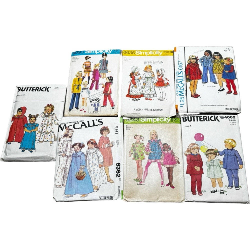Simplicity McCall Butterick Vintage 70s Sewing Patterns‎ Lot Kids Size 4 Cut